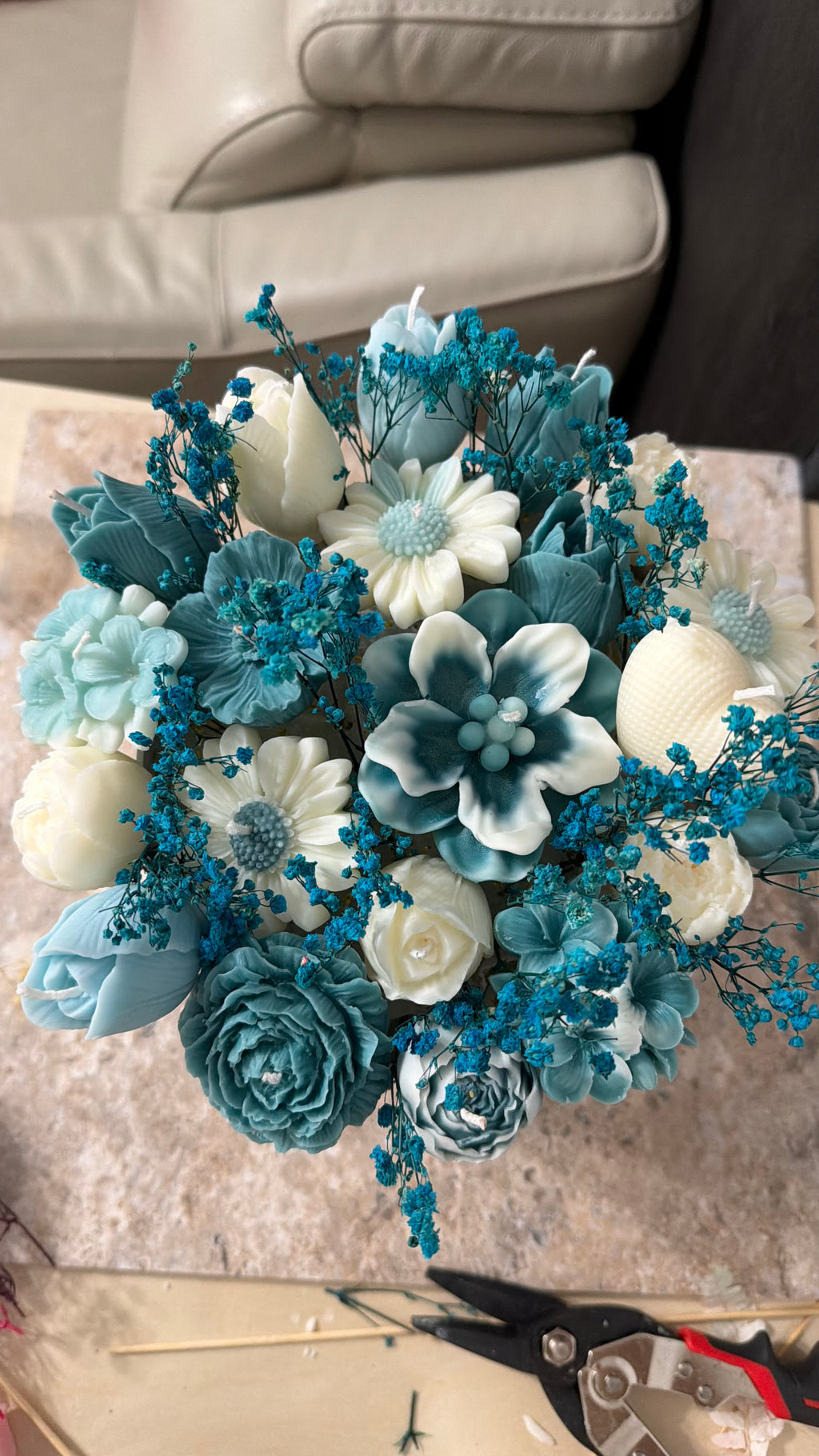 7.5 inch Round Candle Flower Bouquet