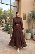 Polka-Dot Pleated Maxi Dress